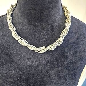 VINTAGE Heavy silver Rope Necklace w Adjustable chain